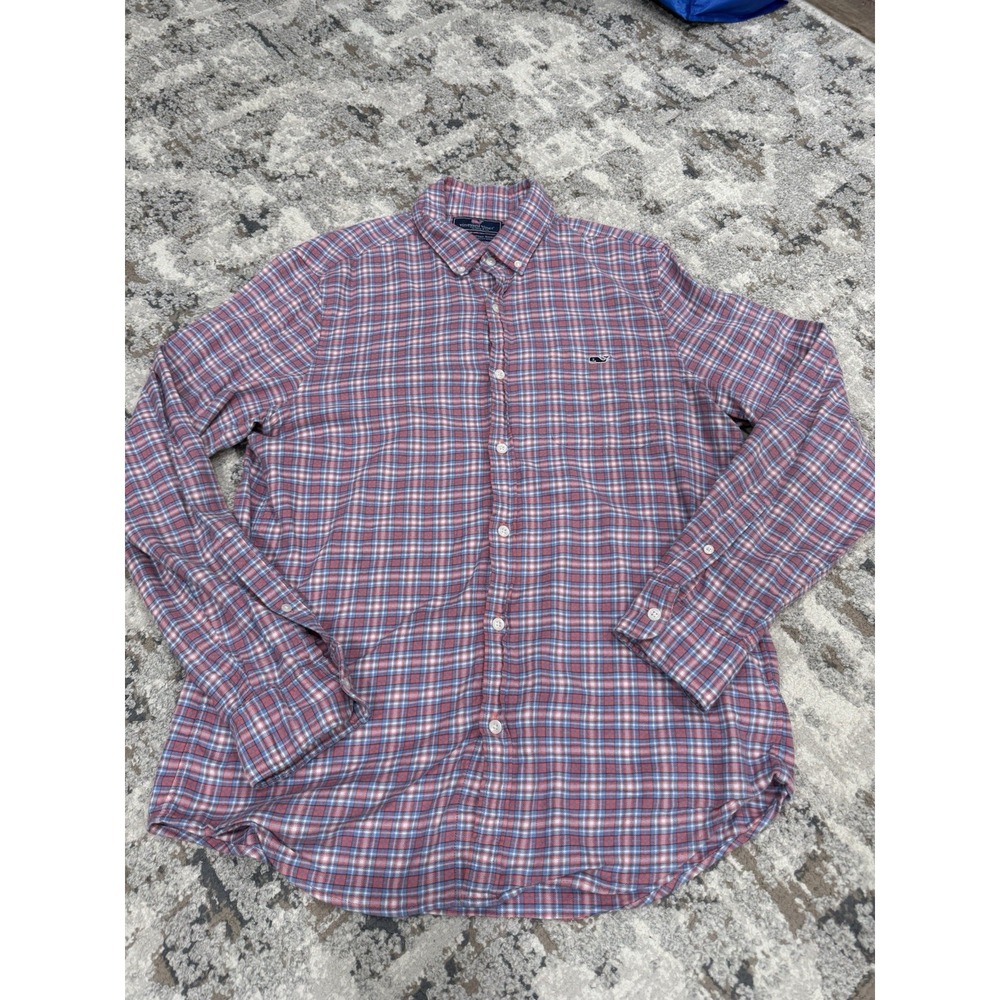 Vineyard Vines Whale Shirt Slim Fit Gilberts Pond Plaid Firecracker